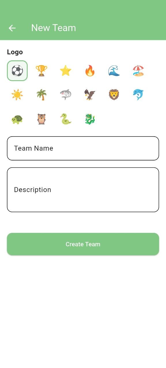 Beach Football matches screen